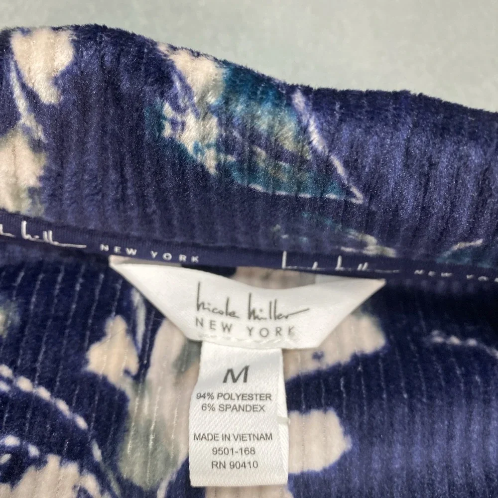 Nicole Miller Women's Soft 2pc Stretch Ribbed Pj Set , Navy Floral  NWT Size Med
